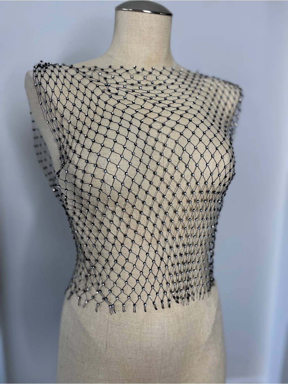 Rhinestone Fishnet Mesh Top Festival Club Rave Cover Up